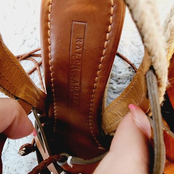 RALPH LAUREN COLLECTION TIE UP BROWN PLATFORM SIZE 6B - Picture 8 of 10
